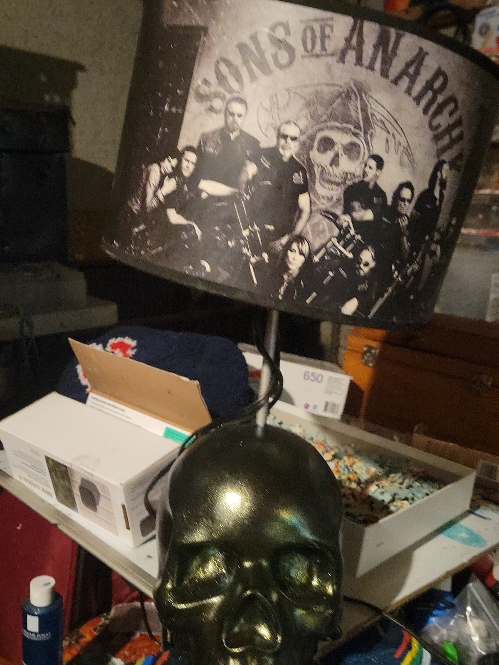 Sons of Anarchy Black Skull Table Lamp One Of A Kind